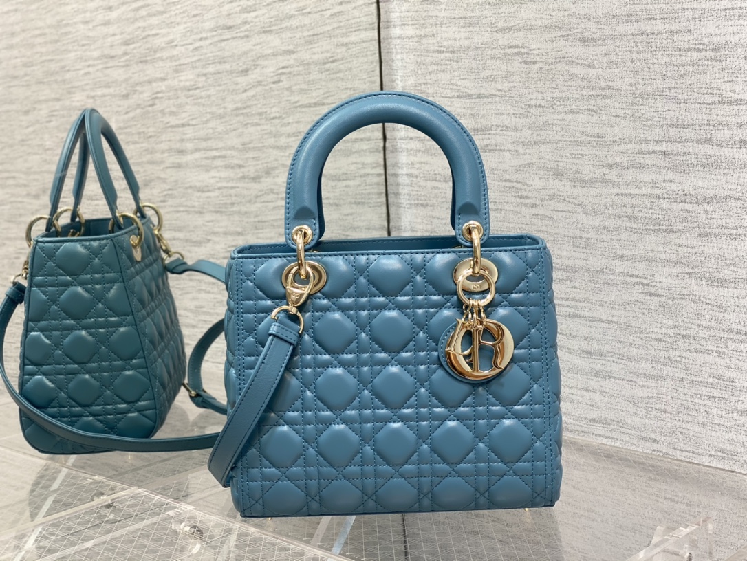 Medium Lady Dior Bag Dark Blue Cannage Lambskin